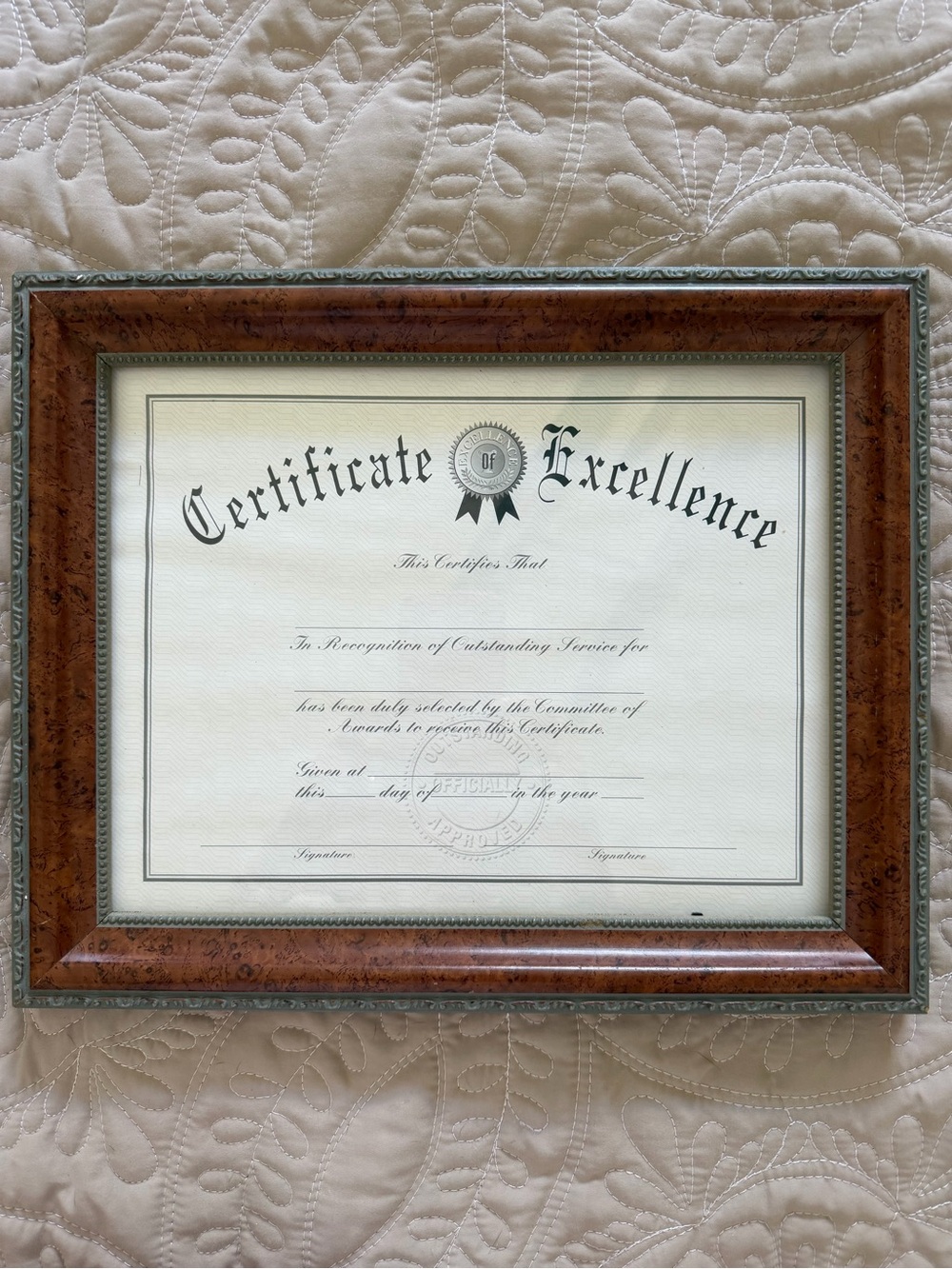 (4) 8x10 Wood Grain Certificate Frame with Ornate Silver Trim - Brown